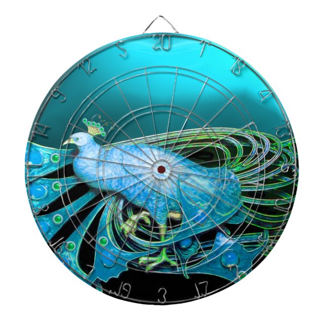 ELEGANT PEACOCK IN TEAL,TURQUOISE BLUE PILTAVLA (Framsidan)
