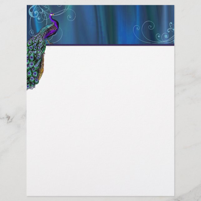 Elegant Peacock Letterhead Stationery (Framsida)