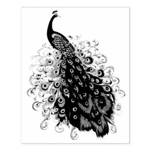 Elegant Peacock med Svan som är mycket detaljerat Stämpel