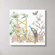 Elegant Peacock Oriental Blomsterträdgård Chinoise