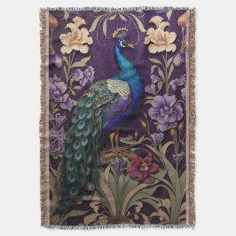 Elegant Peacock på Lila William Morris Inspired Filt