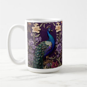Elegant Peacock på Lila William Morris Inspired Kaffemugg