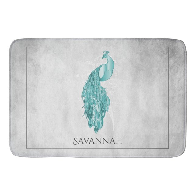 Elegant Peacock Personlig Bath Mat Badrumsmatta (Framsidan)