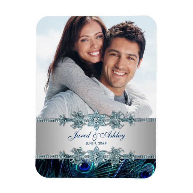 Elegant Peacock Photo Spara datum magneter (Vertikal)