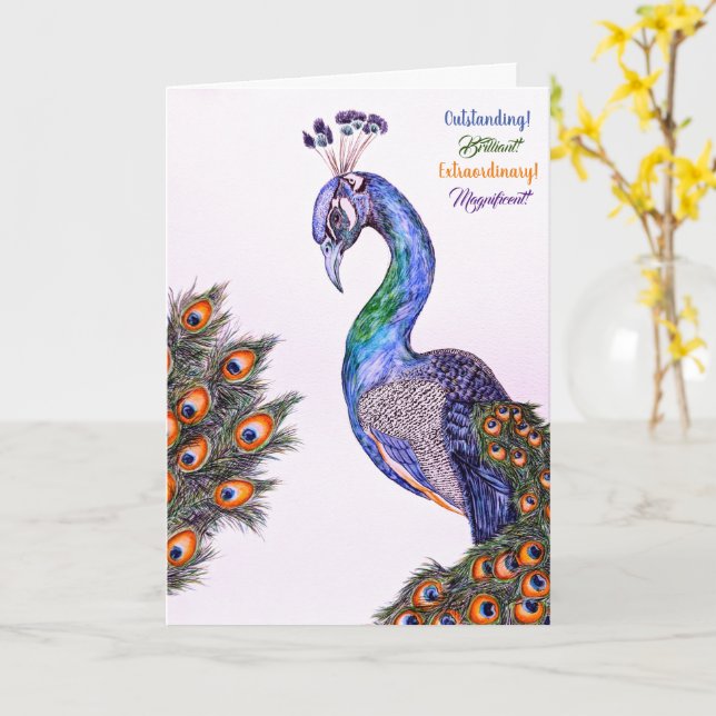 Elegant Peacock-Studenten-mappat gratulationskort Kort (Gul blomma)