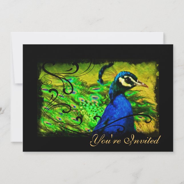 Elegant Peacock Swirl-inbjudan till Tillfällen Inbjudningar (Framsida)