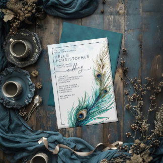 Elegant Peacock & Teal - inbjudan till Lavish Wedd
