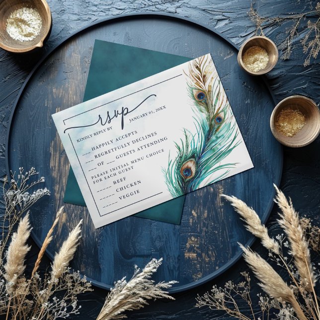 Elegant Peacock & Teal - Lavish OSA kort (Skapare uppladdad)