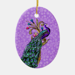 Elegant Peacock vår första julprydnad Julgransprydnad Keramik