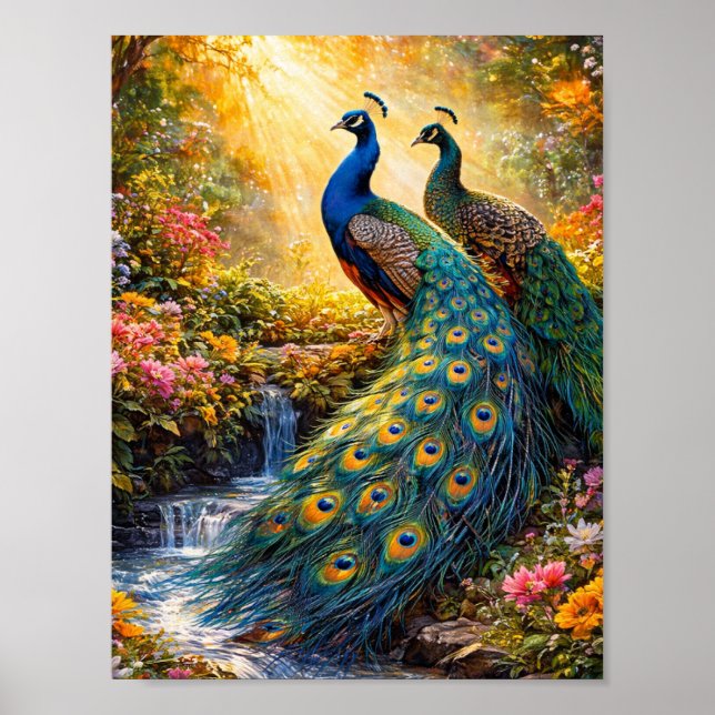 Elegant Peacock Wall Art Poster | (Framsidan)
