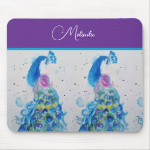 Elegant Peacock Watercolor Blue Painting Musmatta