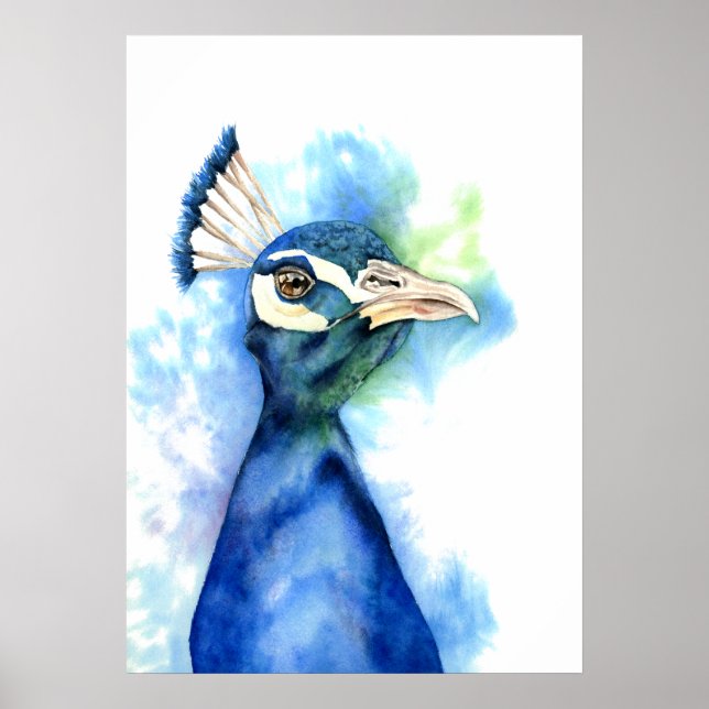 Elegant Peacock Watercolor Painting Poster (Framsidan)