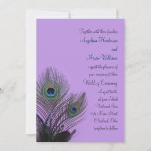 Elegant Peacock Wedding bjudande (lila) Inbjudningar