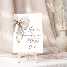 Elegant Pearl Bow Baby Shower Mamma-osa Pub Poster