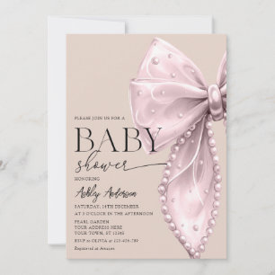 Elegant Pearl Bow Beige babyskor Inbjudningar