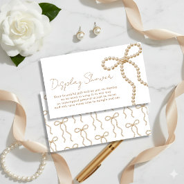Elegant Pearl Bow Bridal Shower Display Shower Tilläggskort