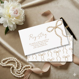 Elegant Pearl Bow Bridal Shower Registry Tilläggskort