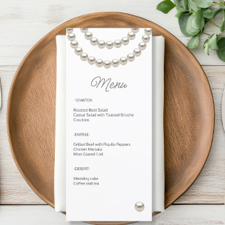 Elegant Pearl Bröllop Menu Meny