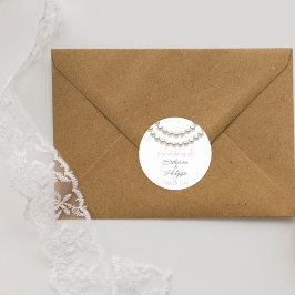 Elegant Pearl Bröllop Sticker Runt Klistermärke