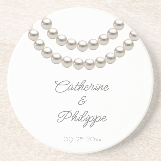 Elegant Pearl Bröllop Underlägg (Framsidan)