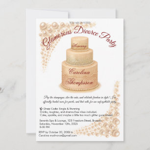 Elegant Pearl & Glitter Divorce Party Glamous Inbjudningar