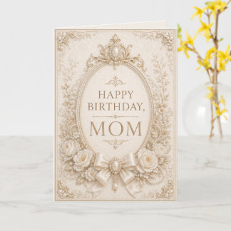 Elegant Pearl & Gold Birthday Card for Mom Kort