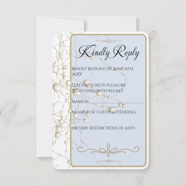 Elegant Pearl Gold Script Wedding Romantic Pearls OSA Kort (Framsida)