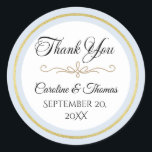 Elegant Pearl Gold Script Wedding Romantic Pearls Runt Klistermärke<br><div class="desc">Celebrate your special day in timeless style with this elegant wedding invitation featuring a luxurious pearl and gold design. The graceful gold flourish divider, delicate pearl accents, and soft grey background create a refined and romantic aesthetic. With a beautiful calligraphy font for the couple's names and a classic serif layout...</div>