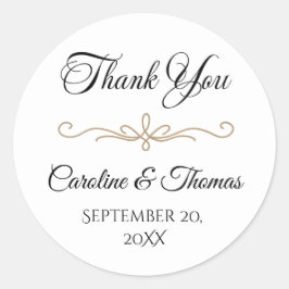 Elegant Pearl Gold Script Wedding Romantic Pearls Runt Klistermärke