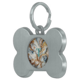 Elegant Pearl Golden Agate Anpassningsbar Monogram ID-bricka Husdjur