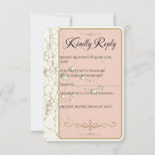 Elegant Pearl Guld-skript Bröllop Romantic Pearls OSA Kort