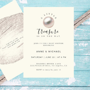 Elegant Pearl Little Treasure Chic Baby Shower Inbjudningar