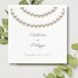 Elegant Pearl Necklace Bröllop Pappersservett