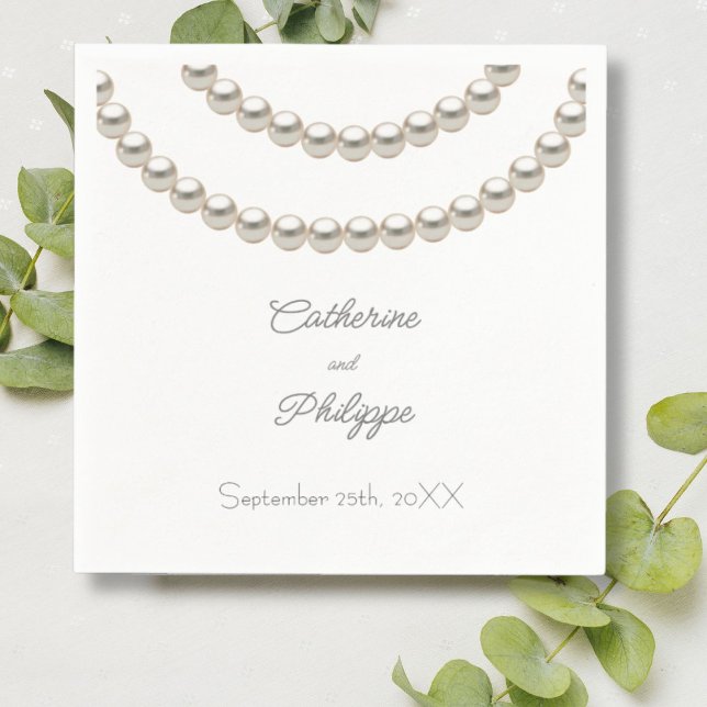 Elegant Pearl Necklace Bröllop Pappersservett (Skapare uppladdad)
