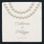 Elegant Pearl necklace Bröllop Stenunderlägg<br><div class="desc">Vit Elegant bröllop Stone underlägg med ett silver pärlhalsband i vattenfärg. Det är mycket enkelt att anpassa,  med information om dina personuppgifter.</div>
