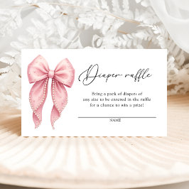 Elegant Pearl Pink Bow Diaper Raffle Tickets Tilläggskort