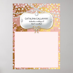 Elegant Pearl Rosa Guld Snöre Bröllop Poster