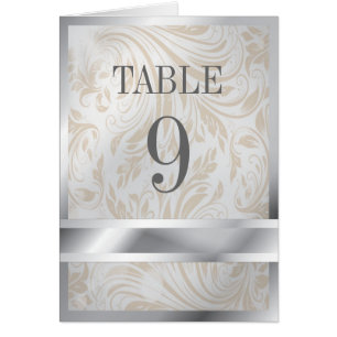 Elegant Pearl Silver Regal Bröllop Bordsnummer OBS Kort