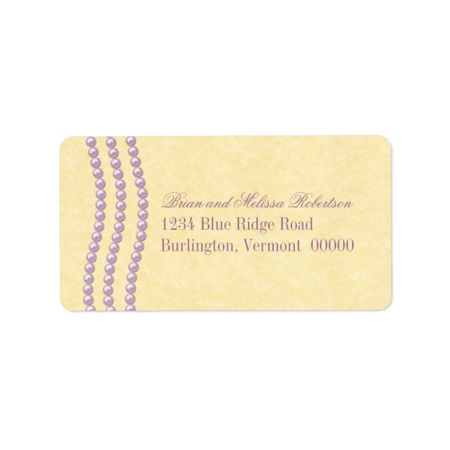 Elegant Pearls Adressetiketter, Lilac Adressetikett (Framsidan)