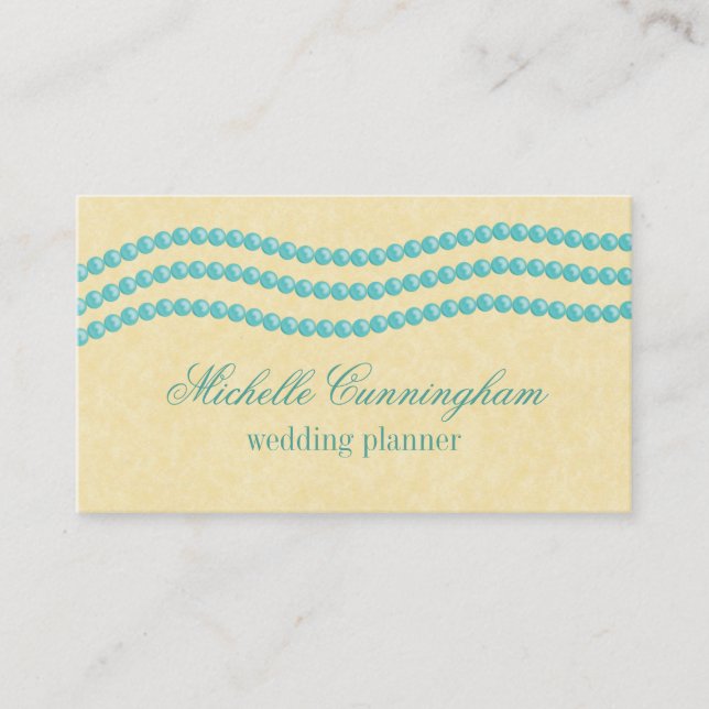 Elegant Pearls Affärskort, Turkos Visitkort (Framsida)