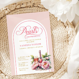 Elegant Pearls and Prosecco Bridal Shower Card Inbjudningar