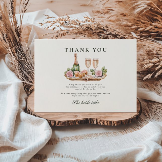 Elegant Pearls and Prosecco Bridal Shower Tack Kort (Skapare uppladdad)