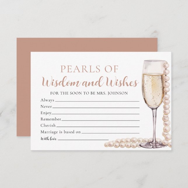 Elegant Pearls and Prosecco Pearals of Wisdom Card Tilläggskort (Fram/baksida)