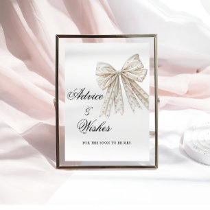 Elegant Pearls Bow Advice och Önskemål Sign Poster