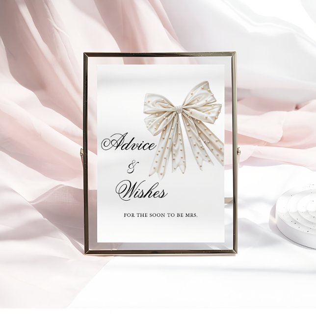 Elegant Pearls Bow Advice och Önskemål Sign Poster (Skapare uppladdad)