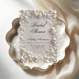 Elegant Pearls Modern Möhippa Inbjudningar