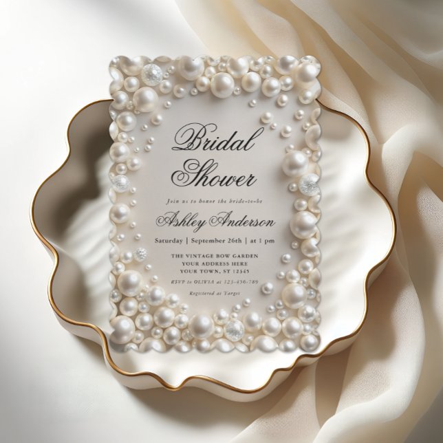 Elegant Pearls Modern Möhippa Inbjudningar (Skapare uppladdad)
