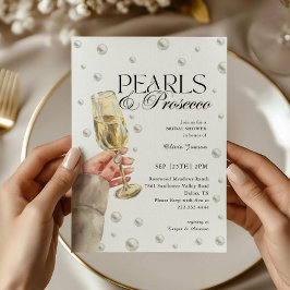 Elegant Pearls och Prosecco Brunch Möhippa Inbjudningar