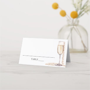 Elegant Pearls och Prosecco-Folckkort Placeringskort