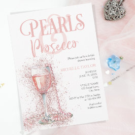 Elegant Pearls & Prosecco Boho Rosa Summer Inbjudningar